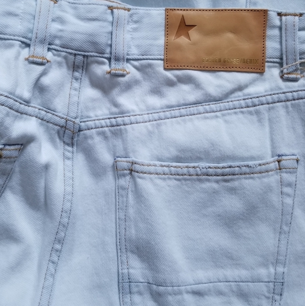 Golden Goose High Rise Boot Cut Jeans Light Wash Bleached Blue Size 26 - Picture 12 of 13